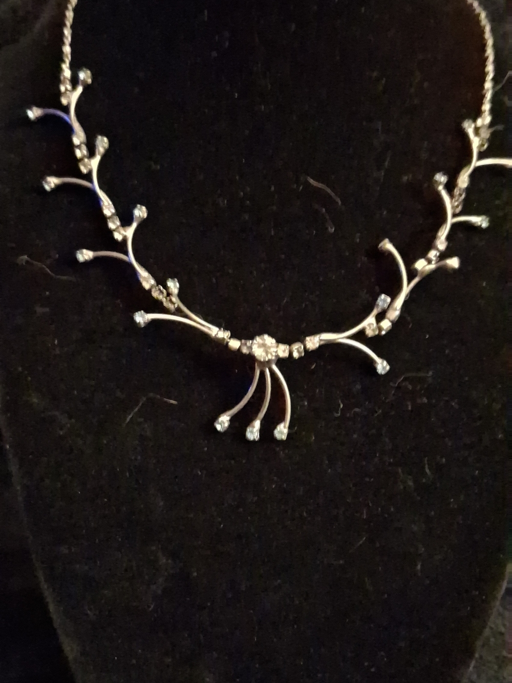 Silver-Tone Crystal Branch Necklace - Elegant Women's Jewelry